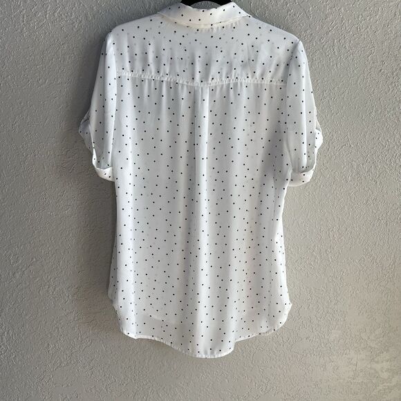 Love Stitch White & Black Polka Dot Two-Pocket Blouse – Size M - Picture 2 of 6